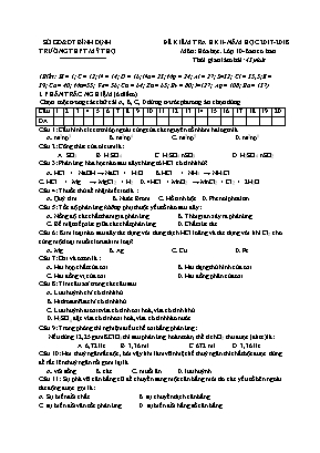 Đề kiểm tra học kỳ II môn Hóa học Lớp 10 (Ban cơ bản) - Năm học 2017-2018 - Trường THPT Mỹ Thọ